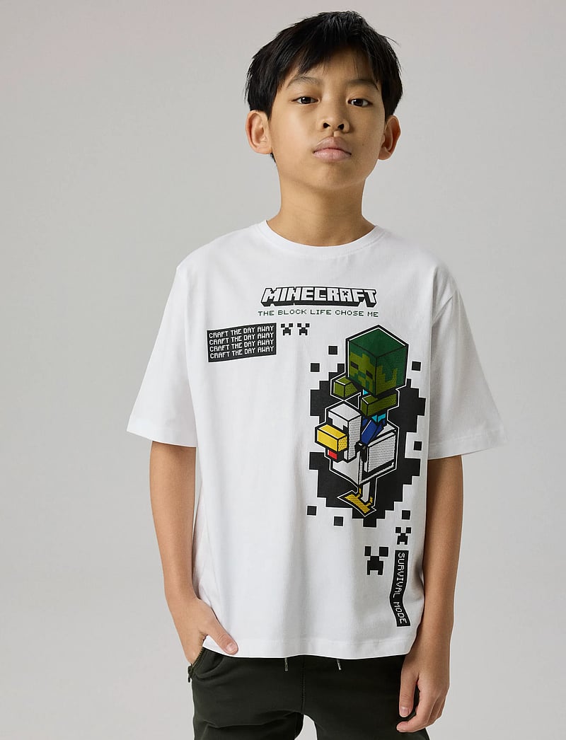 name it - NKMJUN MINECRAFT SS NREG TOPBOX NOOS BIO - kortærmede t-shirts - bright white - 4