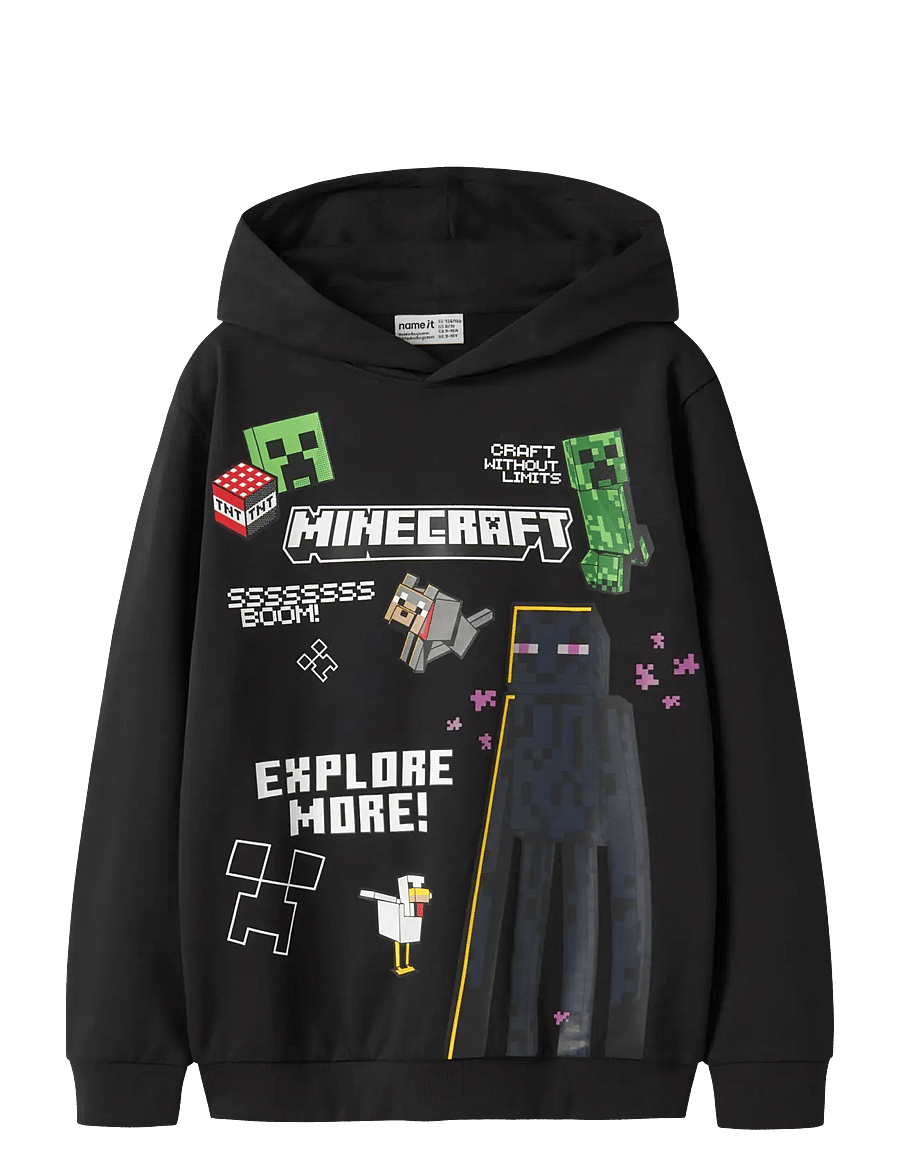 name it - NKMJU MINECRAFT NREG SWE WH NOOS BRU BFU - hættetrøjer - black - 0