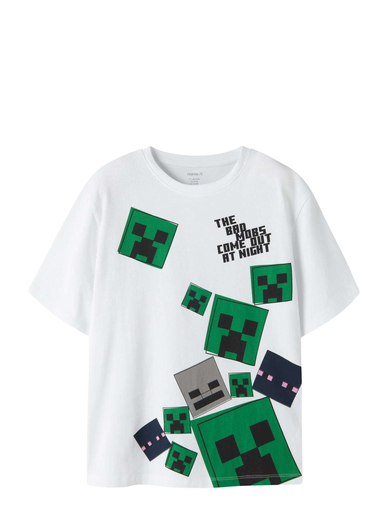 name it Nkmjulio Minecraft Ss Nreg Top Box Bfu, 134-140, T-shirts, Weiß - Short-sleeved, Kinder