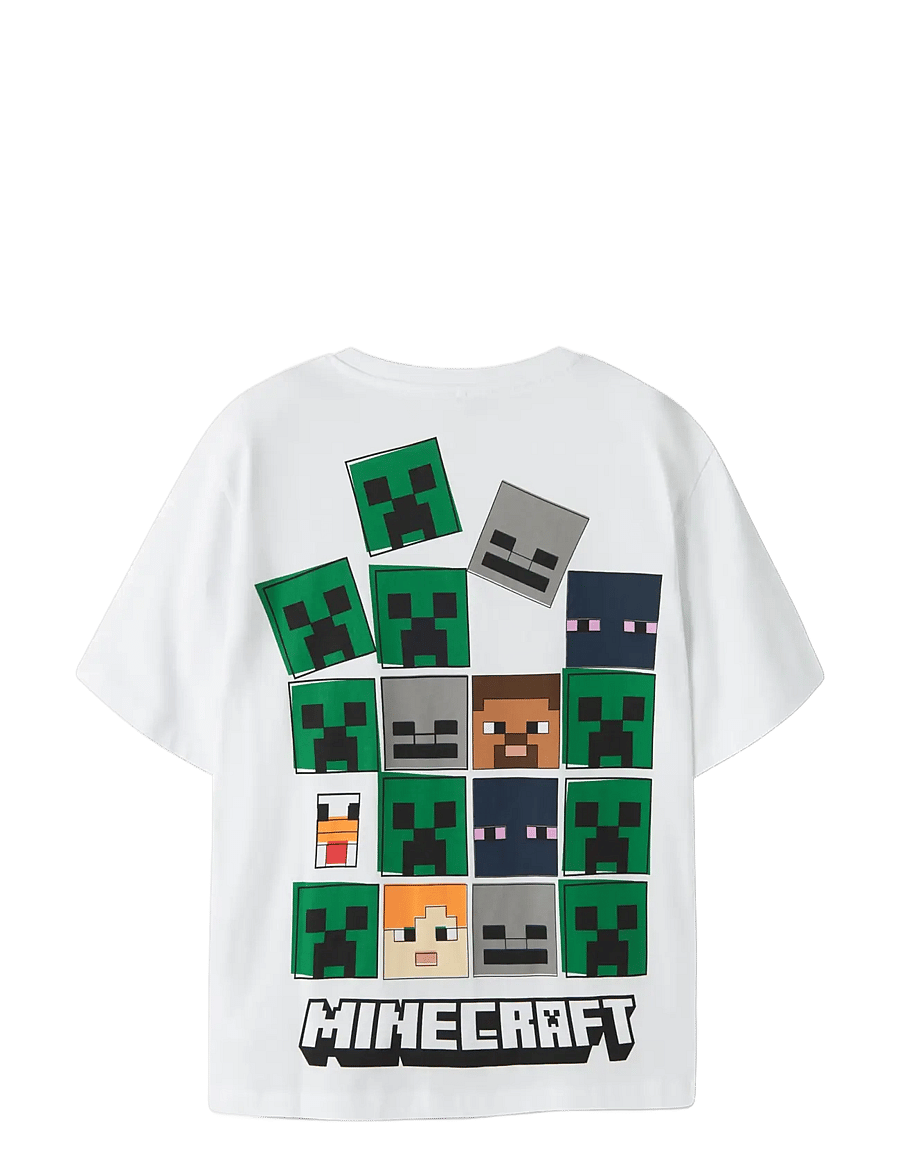 name it - NKMJULIO MINECRAFT SS NREG TOP BOX BFU - lühikeste varrukatega t-särgid - bright white - 1