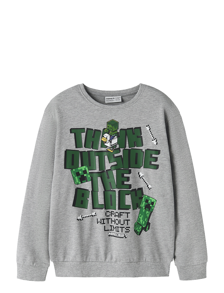 name it - NKMJACKS MINECRAFT NREG SWEAT UNB BFU - dressipluusid - grey melange - 0