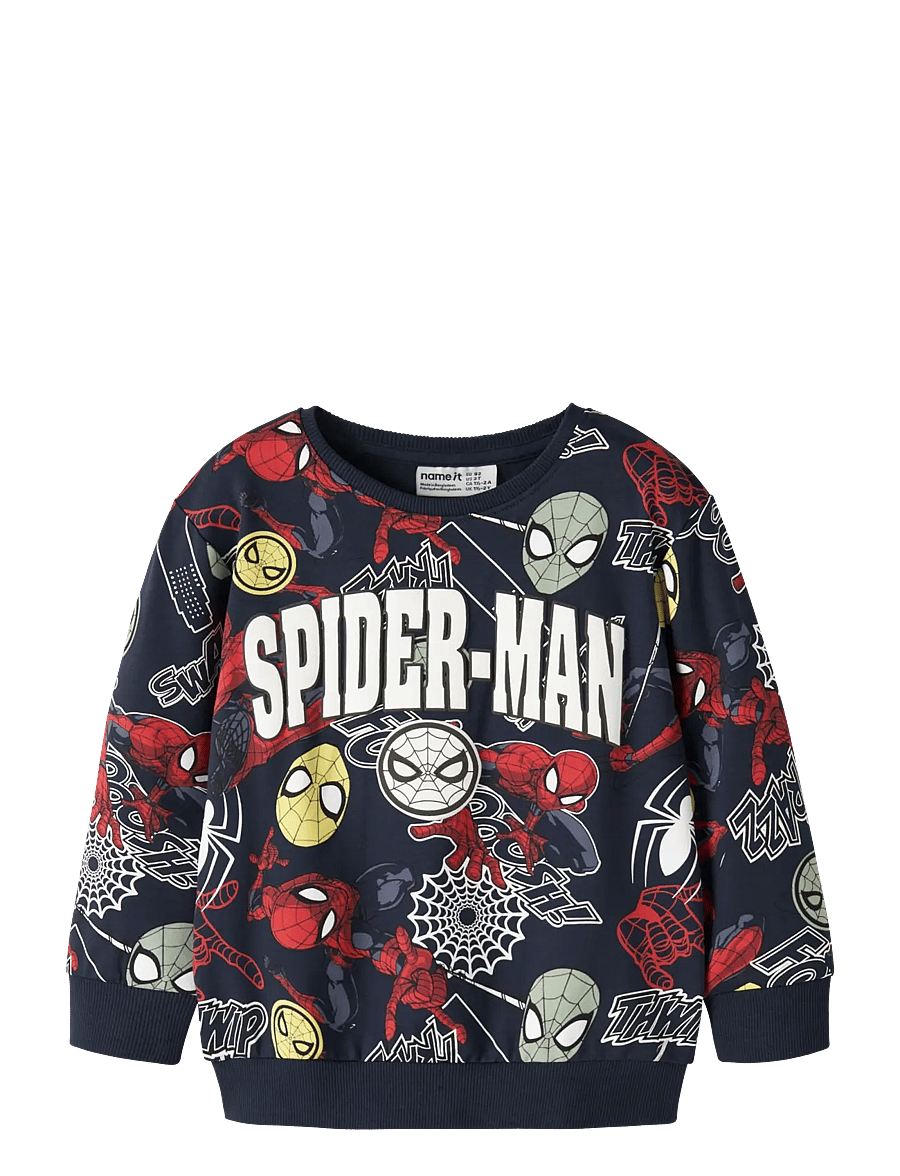 name it - NMMJACCO SPIDER NREG SWEAT UNB MAR - sweatshirts - navy blazer - 0