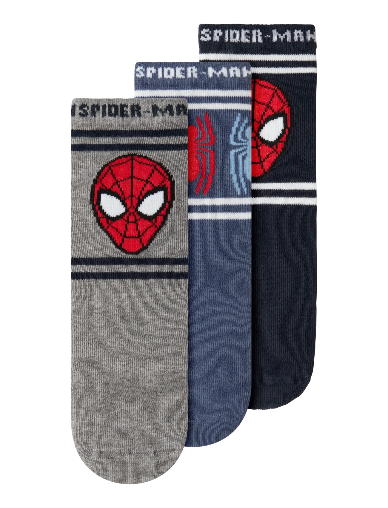 name it Nmmjulius Spider 3P Sock Mar, Børn, Spider-Man 3-Pak Strømper, Grå, Str: 25-27