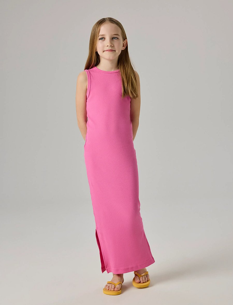 name it - NKFNAKAL SL SLIM MAXI DRESS NOOS - ermalausir hversdagskjólar - strawberry moon - 3