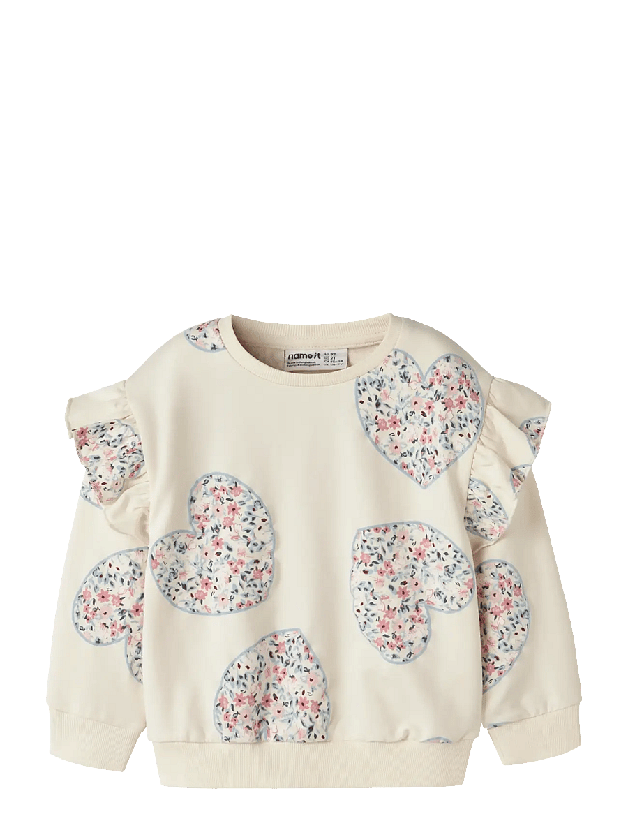name it - NMFKIWILE LS NREG SWEAT UNB - sweatshirts - antique white - 0