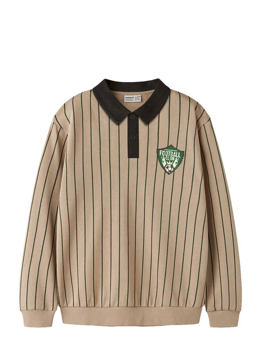 name it - NKMLESTER LS NREG POLO SWEAT BRU BOX - sesame - 0