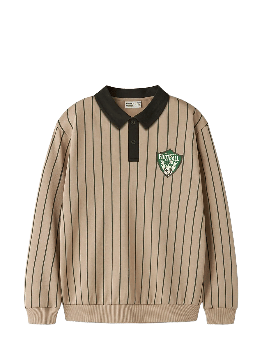 name it - NKMLESTER LS NREG POLO SWEAT BRU BOX - sesame - 2
