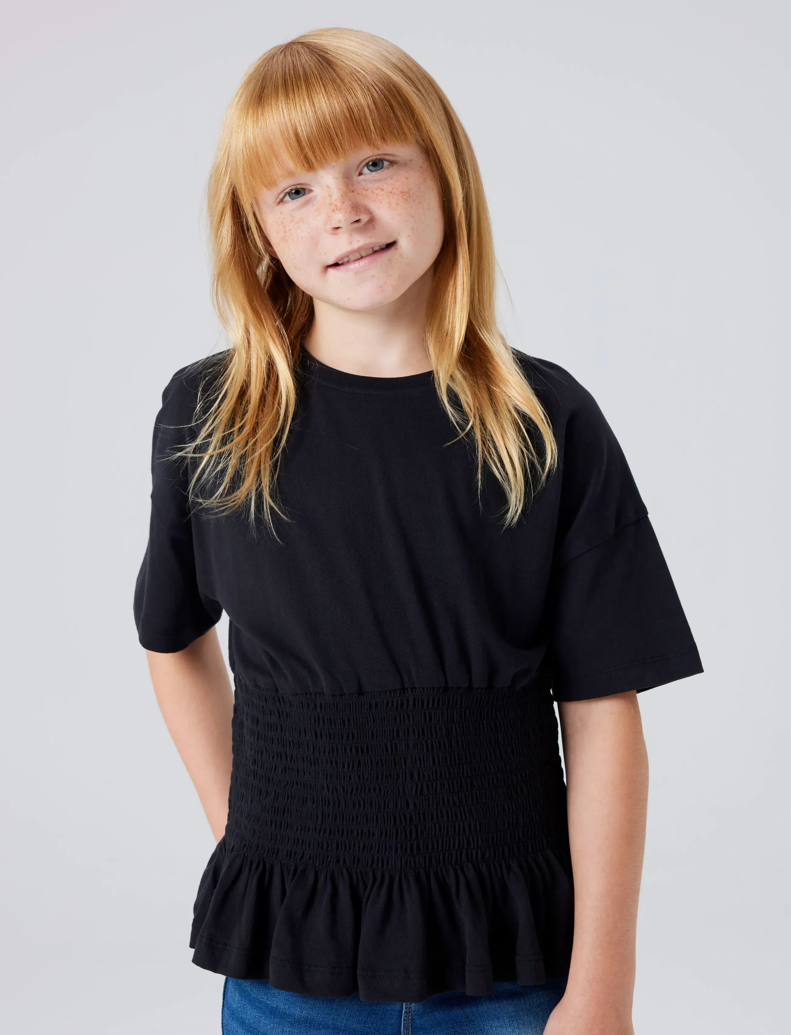 name it Nkfsilly Ss Top, 122-128, Black, T-Shirts > Kortærmede, Børn