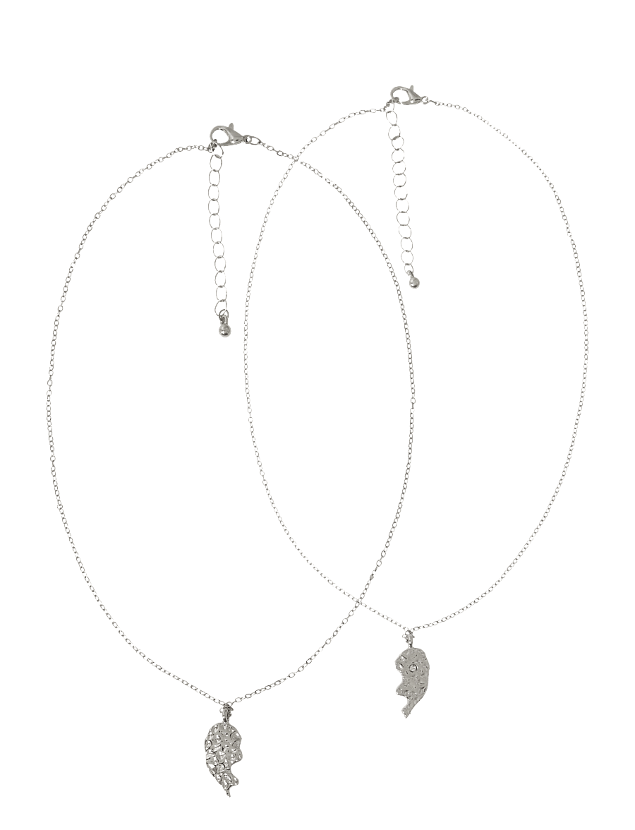 name it - NKFLFRIENDS 2P NECKLACE - halsketten - silver - 0
