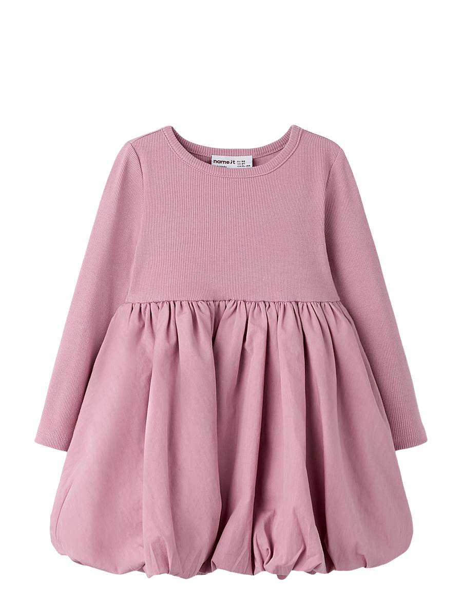 name it - NMFLEILANI LS BALLOON DRESS - lilas - 0