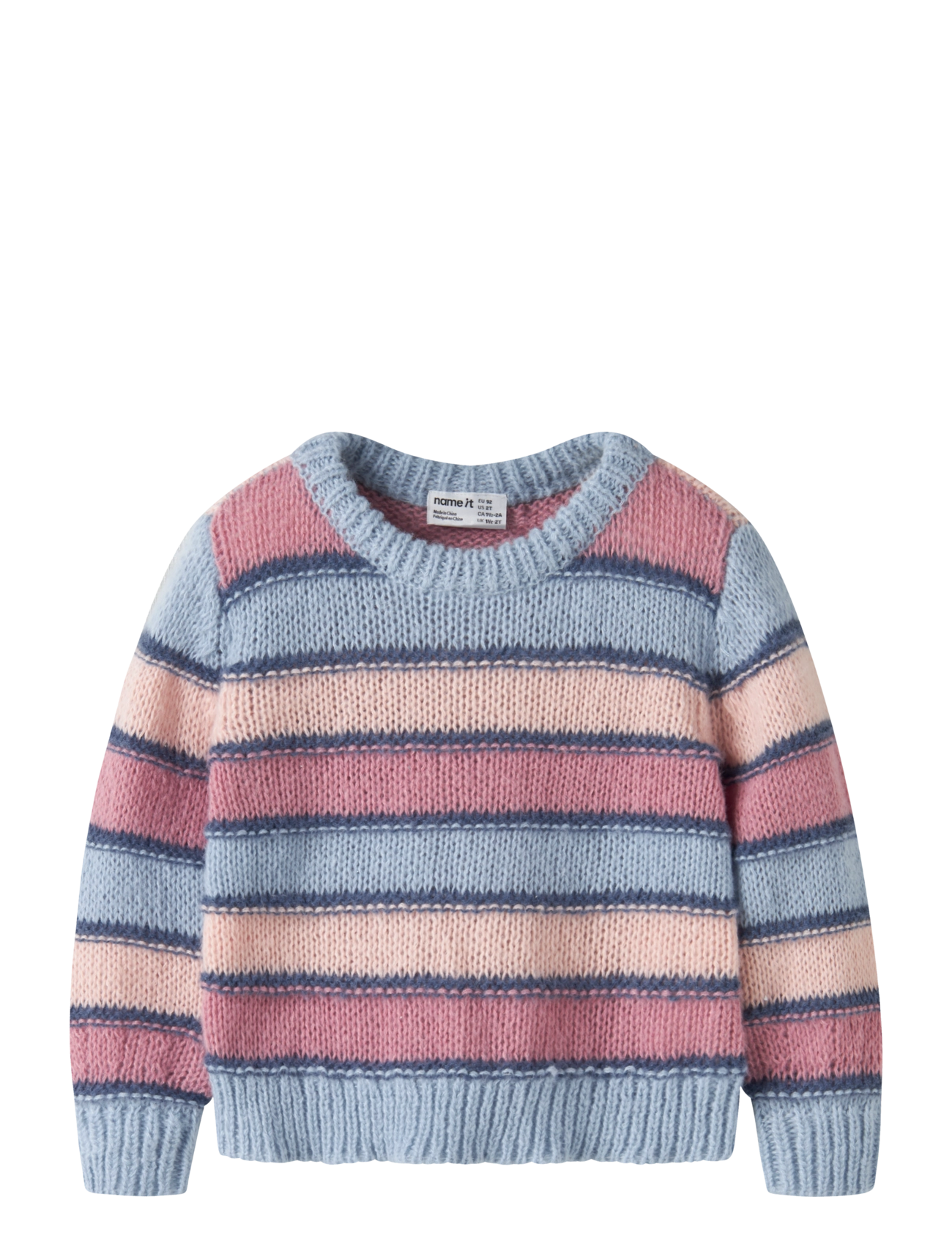 name it Nmflernort Ls Knit, Børn, Stribet Strik Sweater, Blå, Str: 110