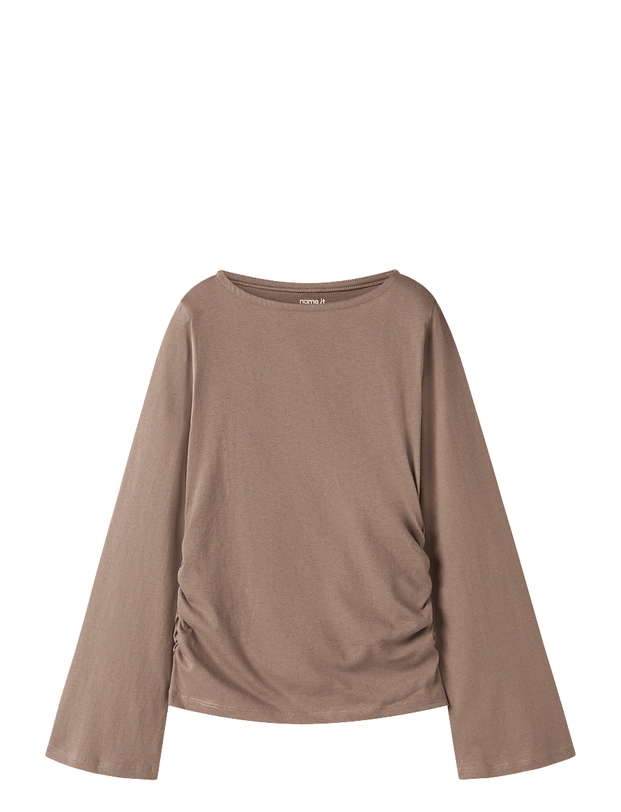 name it - NKFLANNI LS TOP - pikkade varrukatega t-särgid - brown lentil - 0