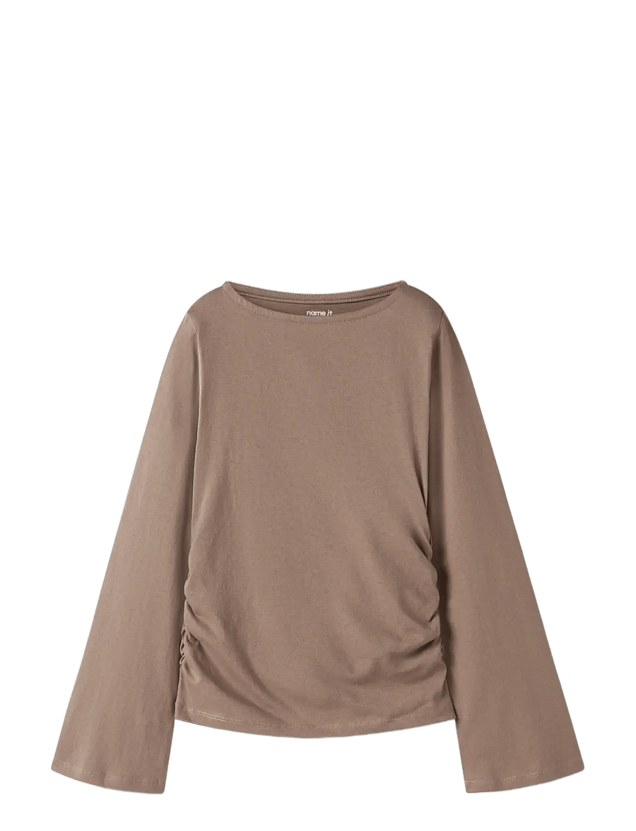name it - NKFLANNI LS TOP - pikkade varrukatega t-särgid - brown lentil - 2