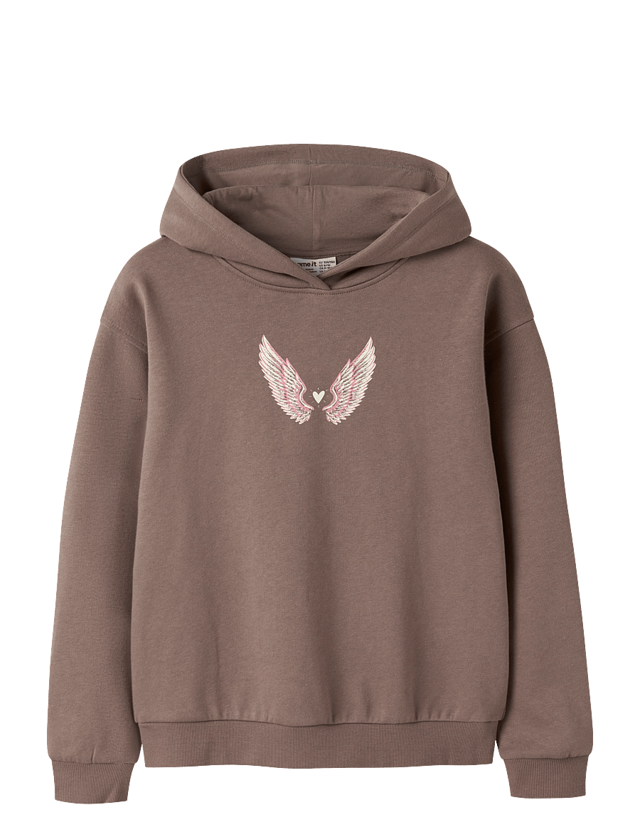 name it - NKFLOTUSE LS RLX SWEAT WH BRU - kapuutsiga pusad - brown lentil - 0