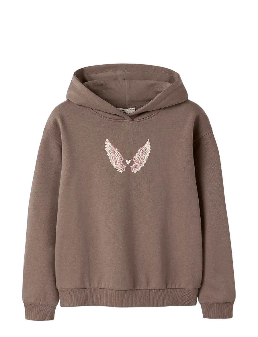 name it - NKFLOTUSE LS RLX SWEAT WH BRU - kapuutsiga pusad - brown lentil - 2