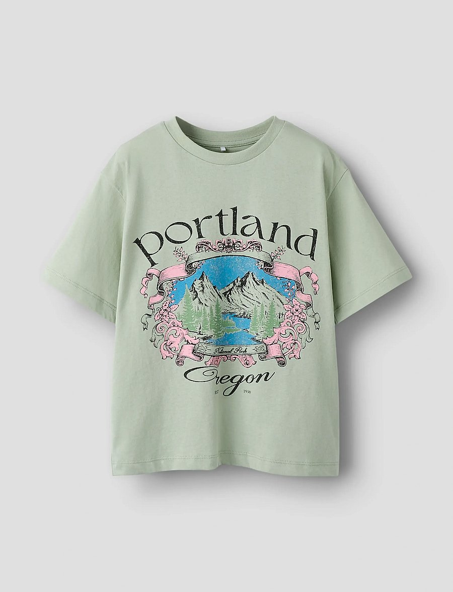 name it - NKFOLISA SS NREG TOP - kurzärmelige - aqua gray - 0