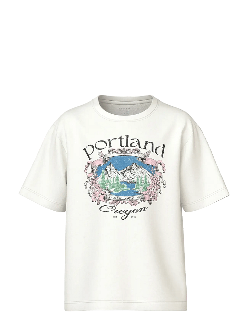 name it - NKFOLISA SS NREG TOP - lühikeste varrukatega t-särgid - cloud dancer - 1