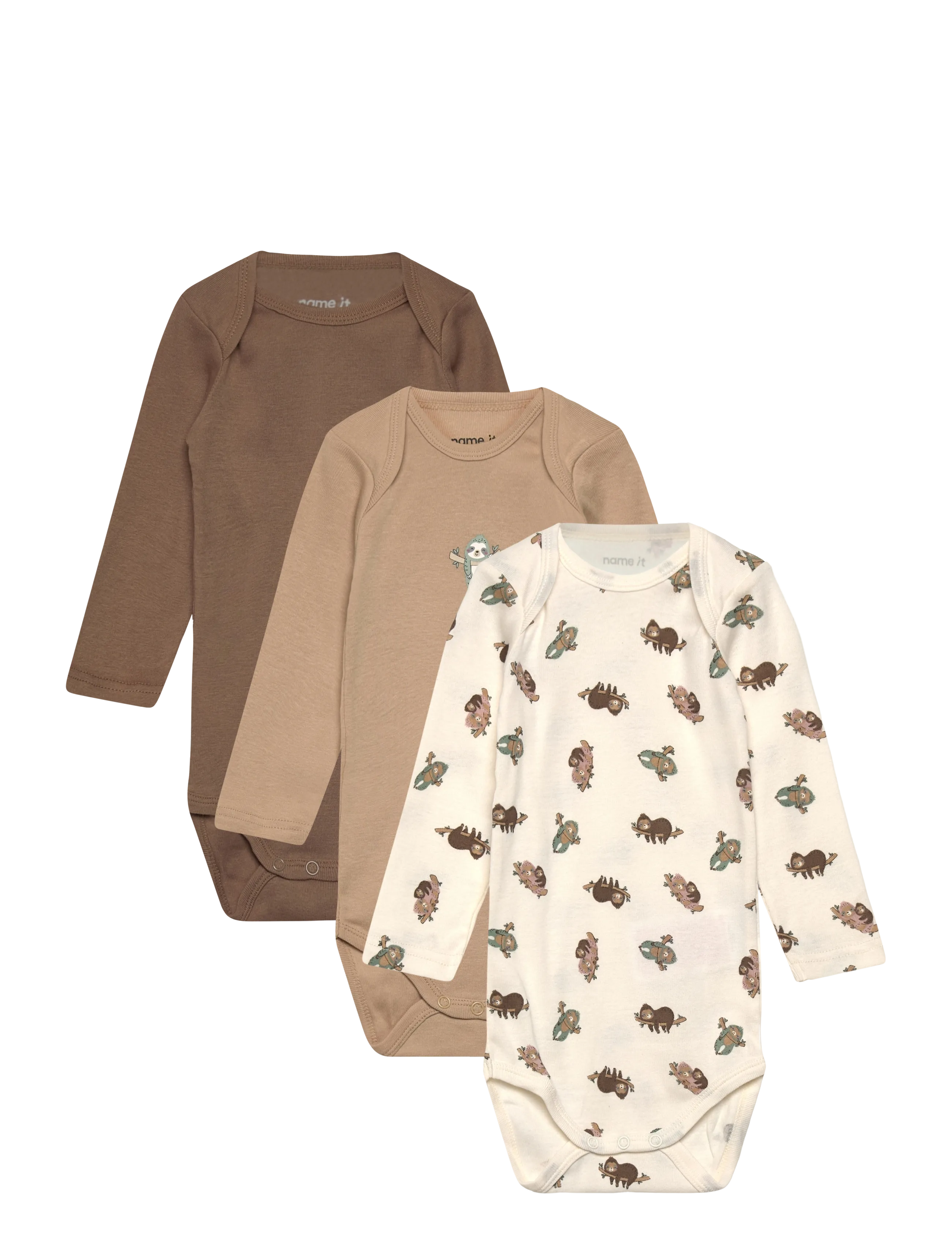 name it NBNBODY 3P LS SLOTH NOOS - Tøj - JET STREAM / beige