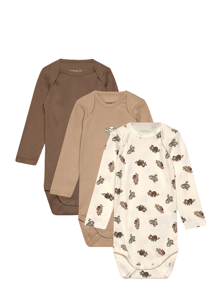 name it - NBNBODY 3P LS SLOTH NOOS - bodyer i multipack - jet stream - 0