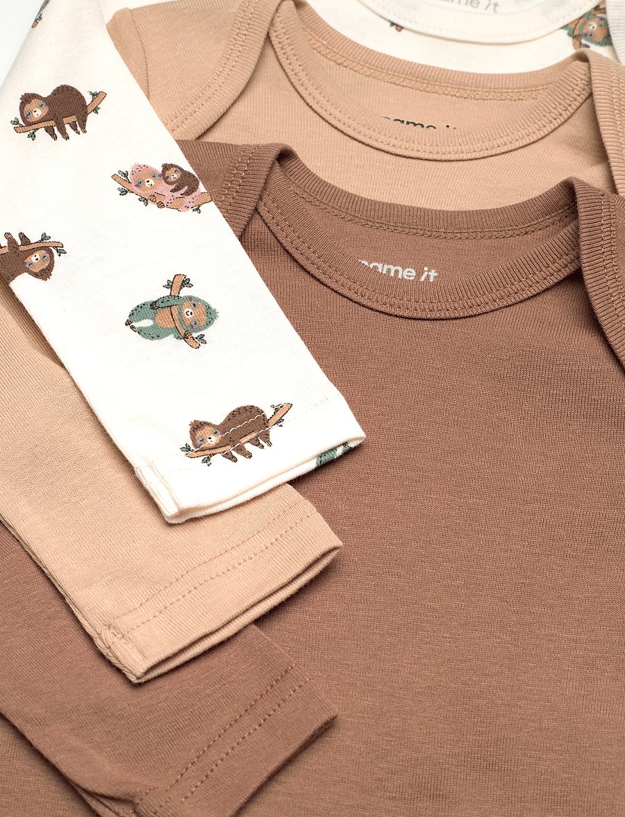 name it - NBNBODY 3P LS SLOTH NOOS - bodyer i multipack - jet stream - 3