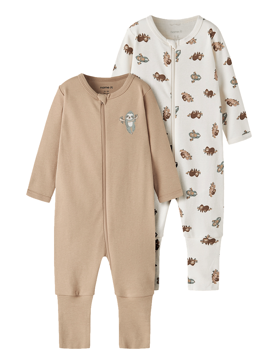 name it - NBNNIGHTSUIT 2P ZIP FF SLOTH NOOS - jet stream - 0