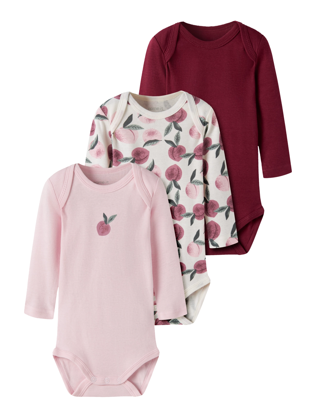 name it NBFBODY 3P LS PEACHES NOOS - Bodiju multipaka - JET STREAM / pink/rose