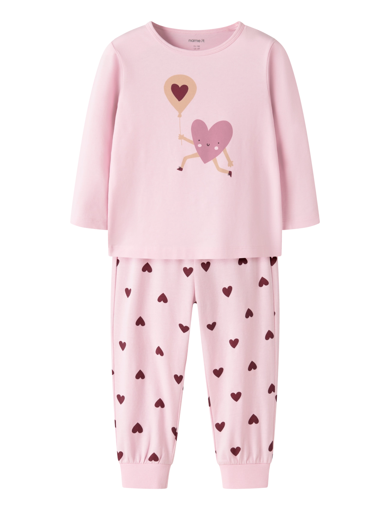 NAME IT Nmfnightset Cutie Heart Noos Pink - 86-92 - Kinder