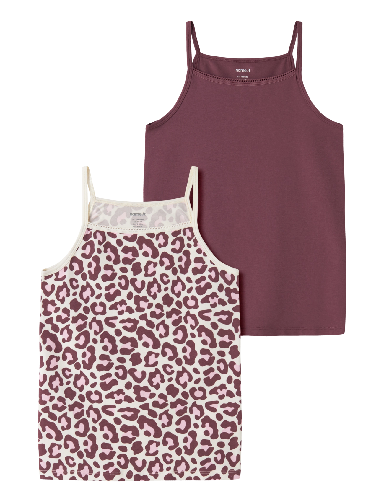 NAME IT Nkfstrap Oberteil 2P Leo Noos Cream - 122-128 - Kinder