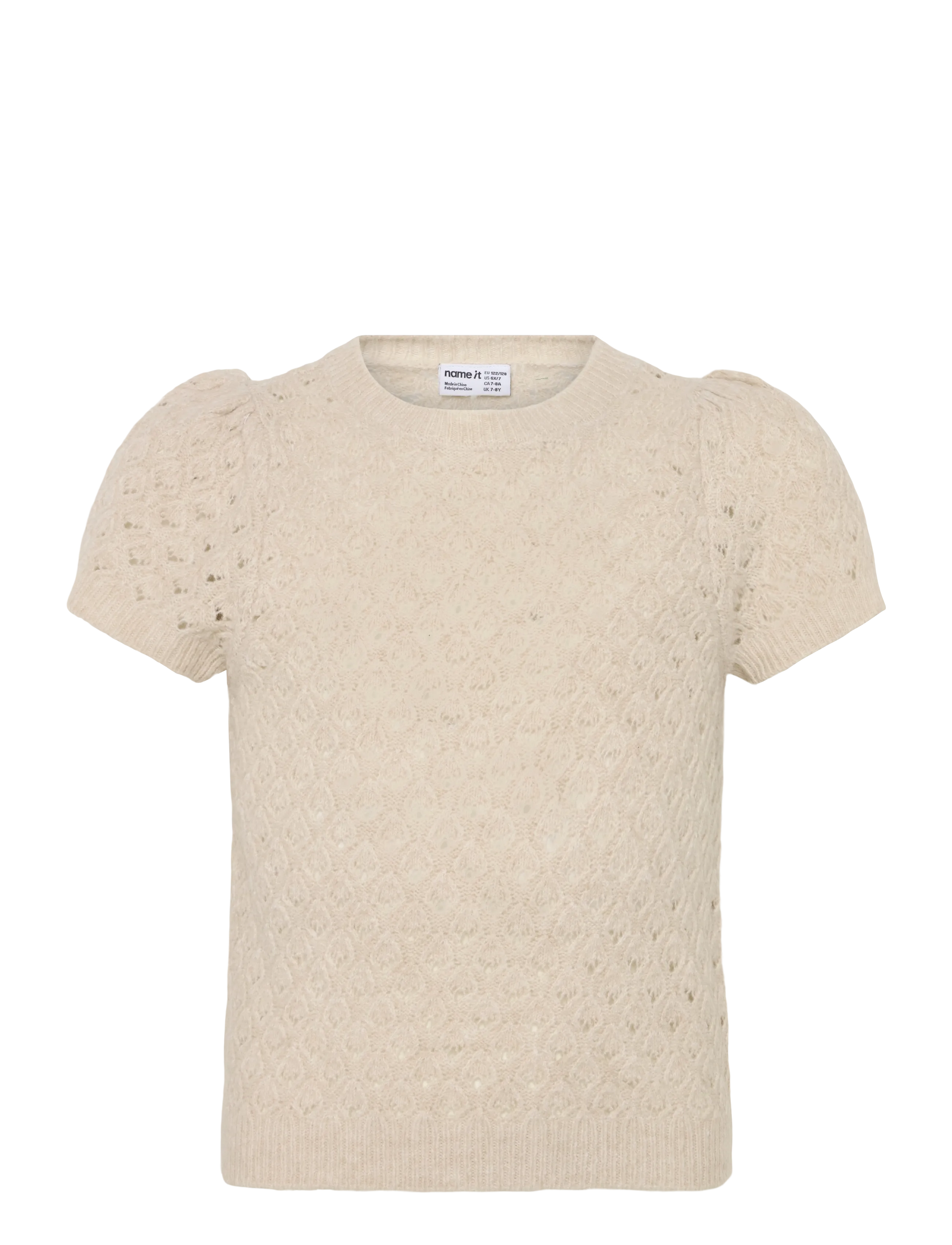 name it Nkfbeate Ss Knit Top, 122-128, Cream, Strik > Pullovere, Børn