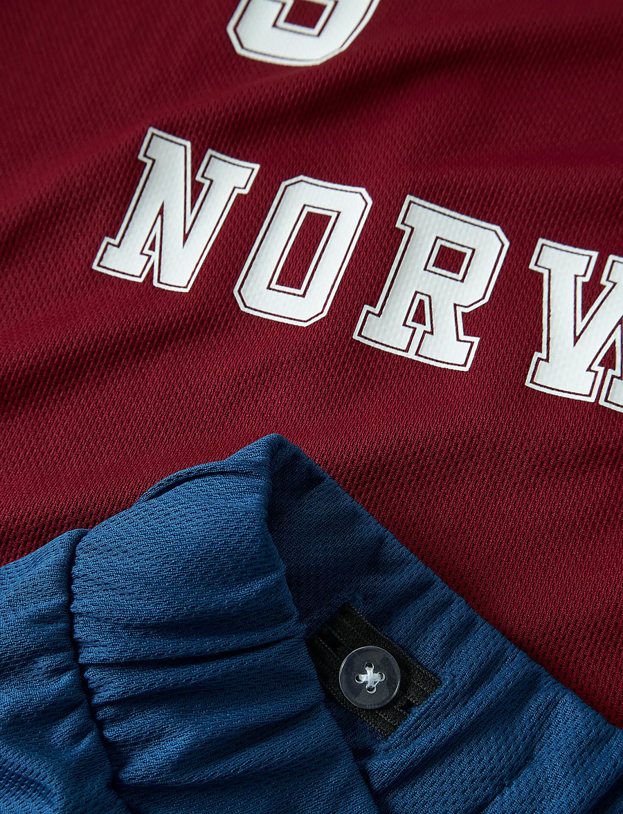 name it - NKNHITEAM SHORT SET - sporta topi - rhubarb - 3