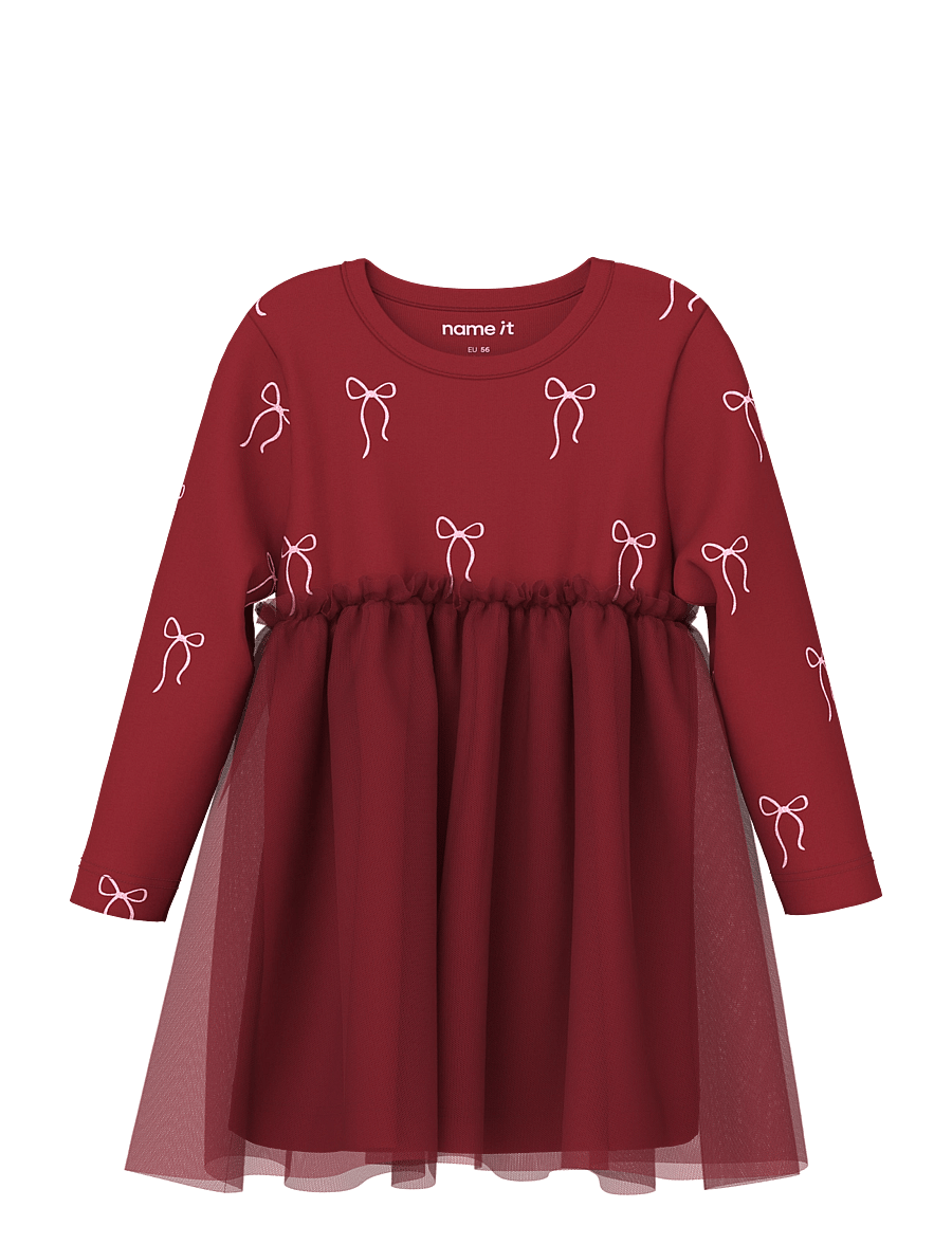 name it - NBFRATIA LS DRESS - langärmelige babykleider - red dahlia - 0