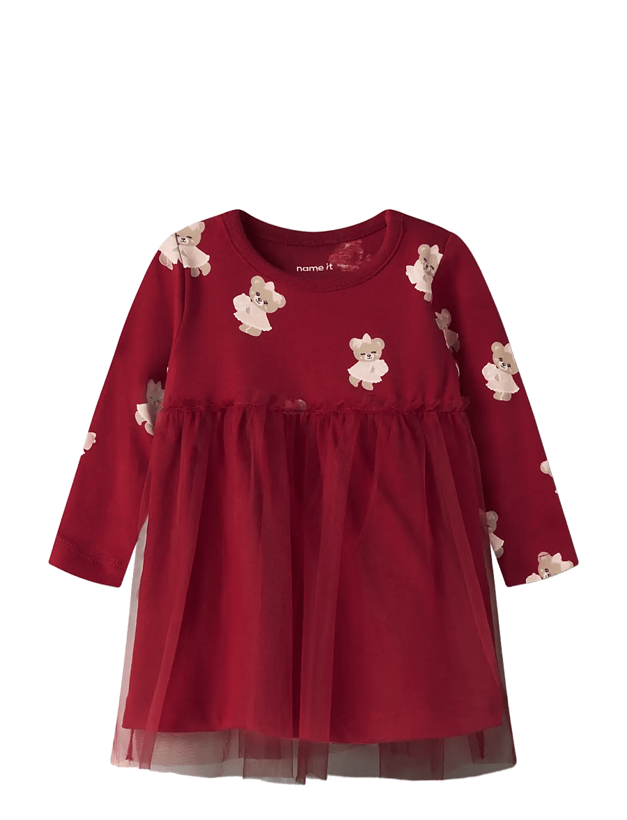 name it - NBFRATIA LS DRESS - langärmelige babykleider - red dahlia - 2
