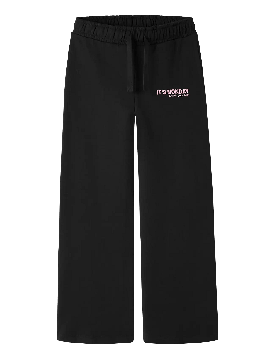 name it - NKFLIOCA WIDE SWEAT PANT BRU - mjukisbyxor - black - 0