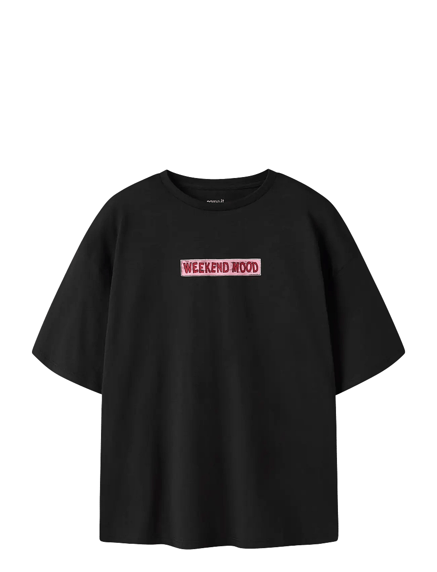 name it - NKFLTOM SS RLX TOP - kurzärmelige - black - 0