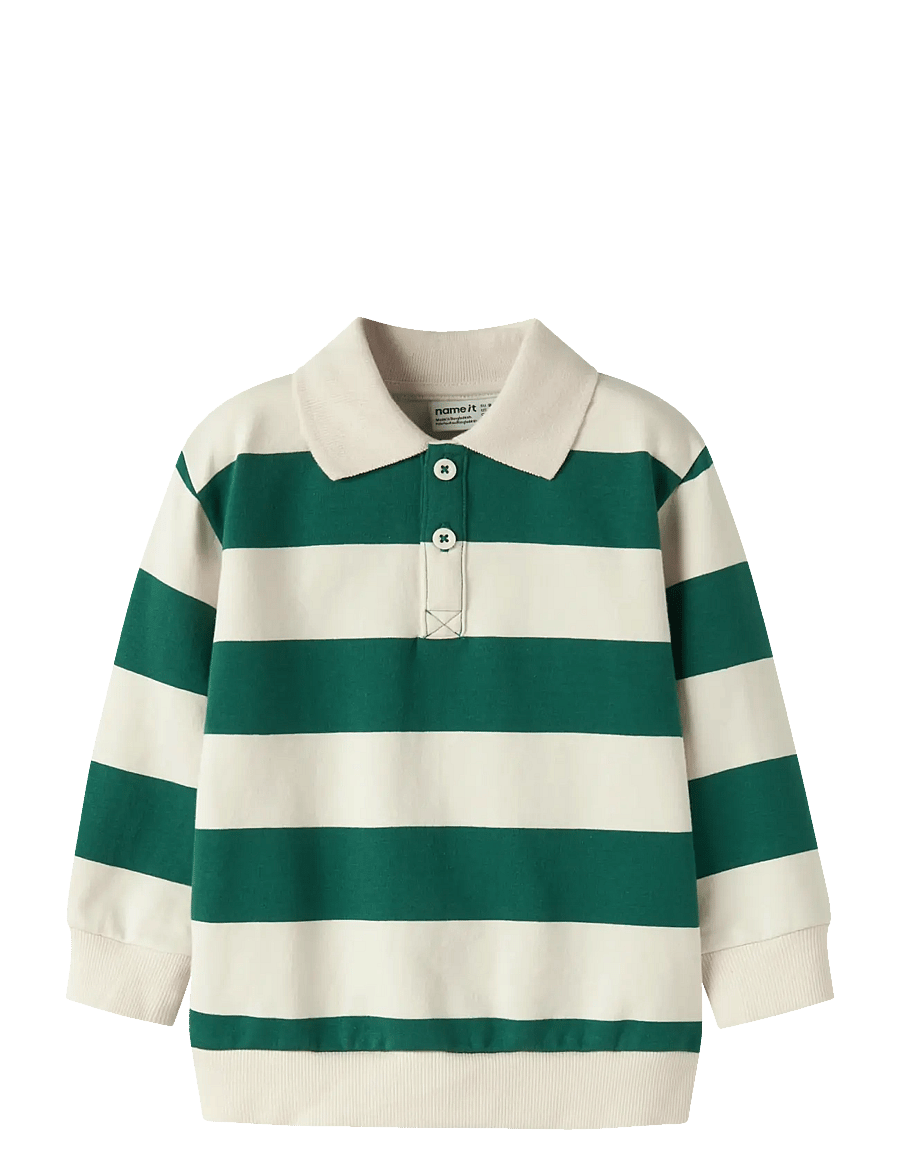 name it - NMMLEV LS NREG SWEAT BRU BOX - långärmade pikéer - evergreen - 0