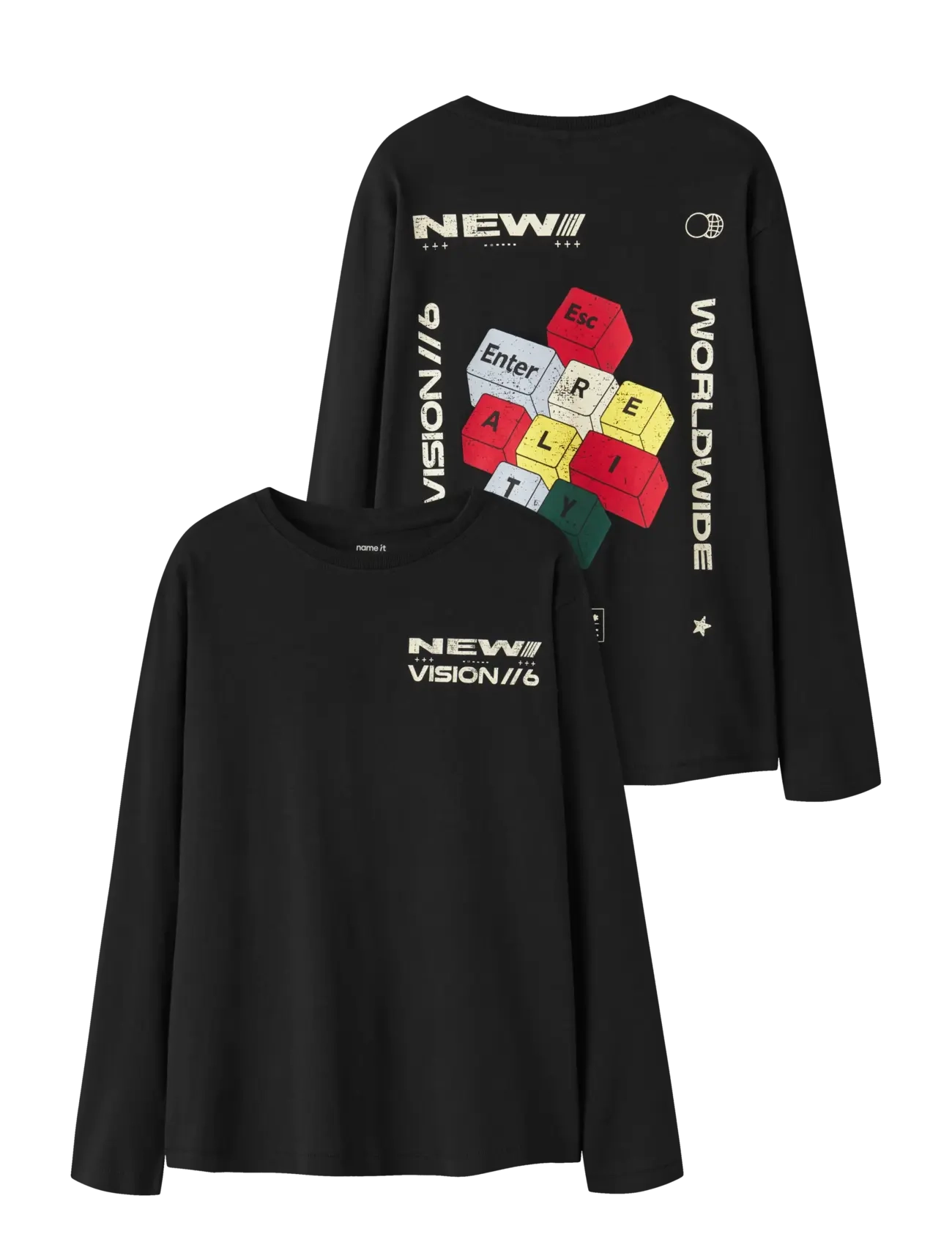 NAME IT Nkmlowen Ls Nreg Oberteil Box Schwarz - 116 - Kinder