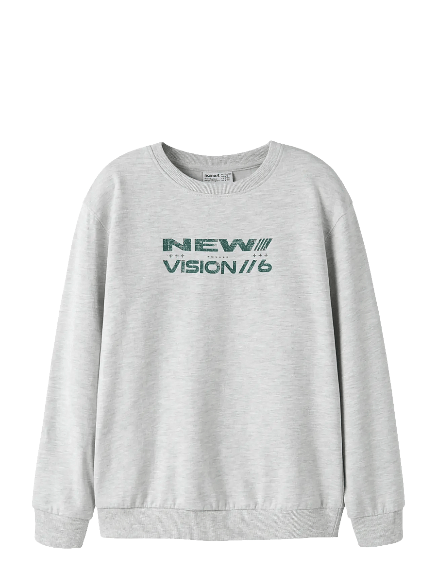 name it - NKMLAZARUS LS NREG SWEAT BRU BOX - light grey melange - 0