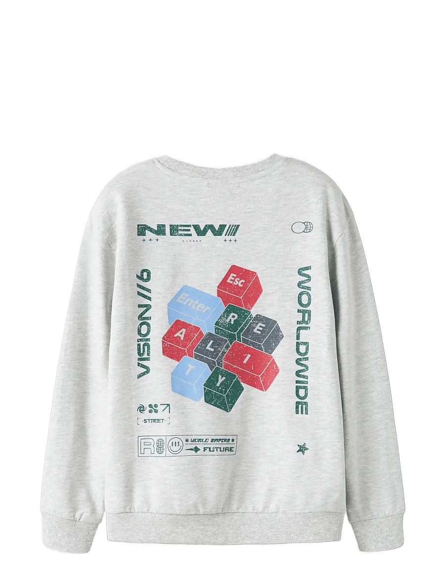 name it - NKMLAZARUS LS NREG SWEAT BRU BOX - light grey melange - 1