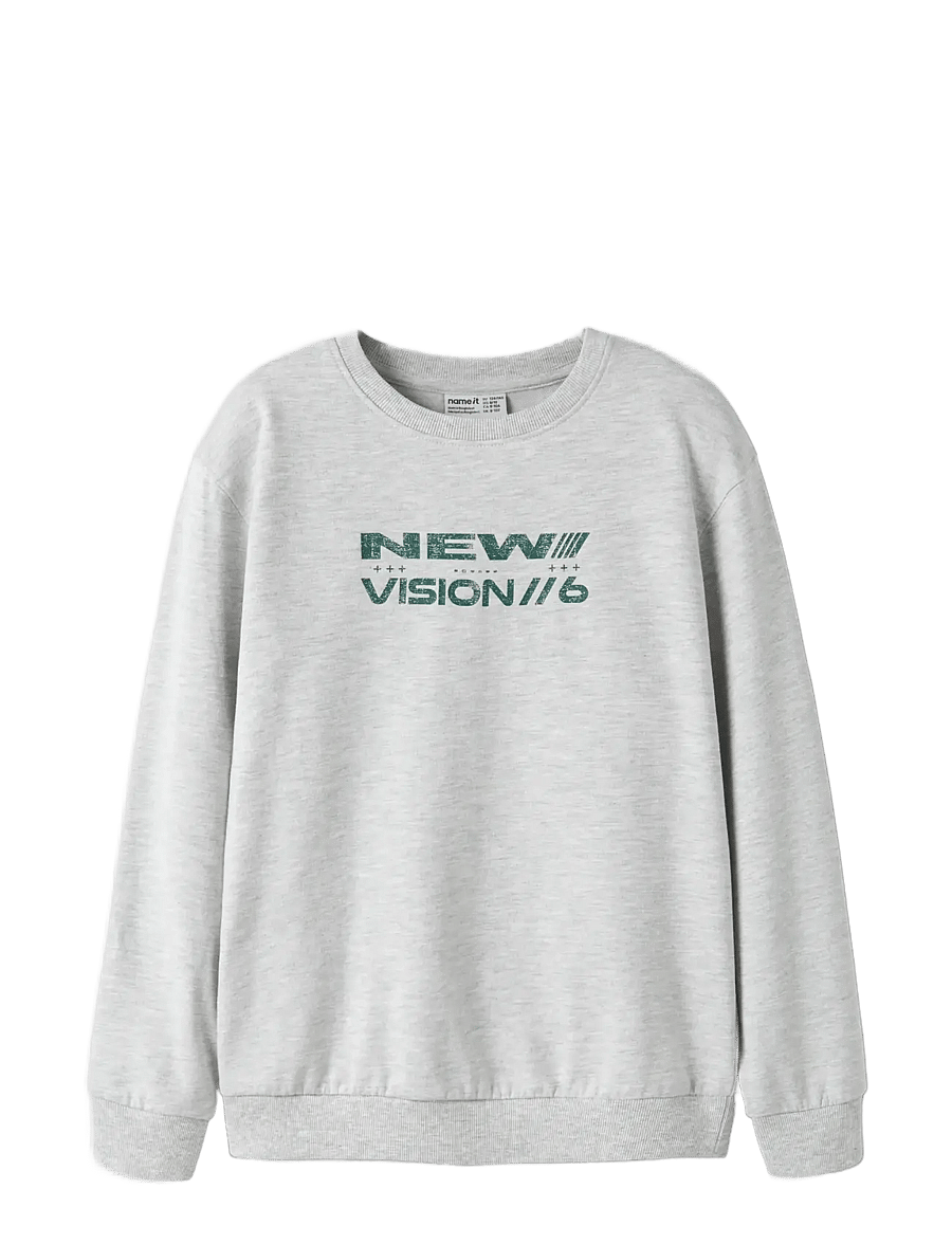 name it - NKMLAZARUS LS NREG SWEAT BRU BOX - light grey melange - 2