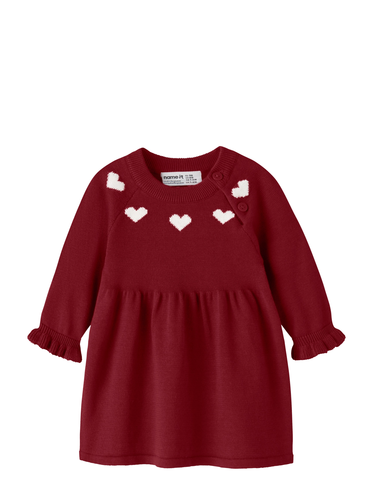 name it NBFRISSE LS KNIT DRESS - Tøj - RED DAHLIA / burgundy