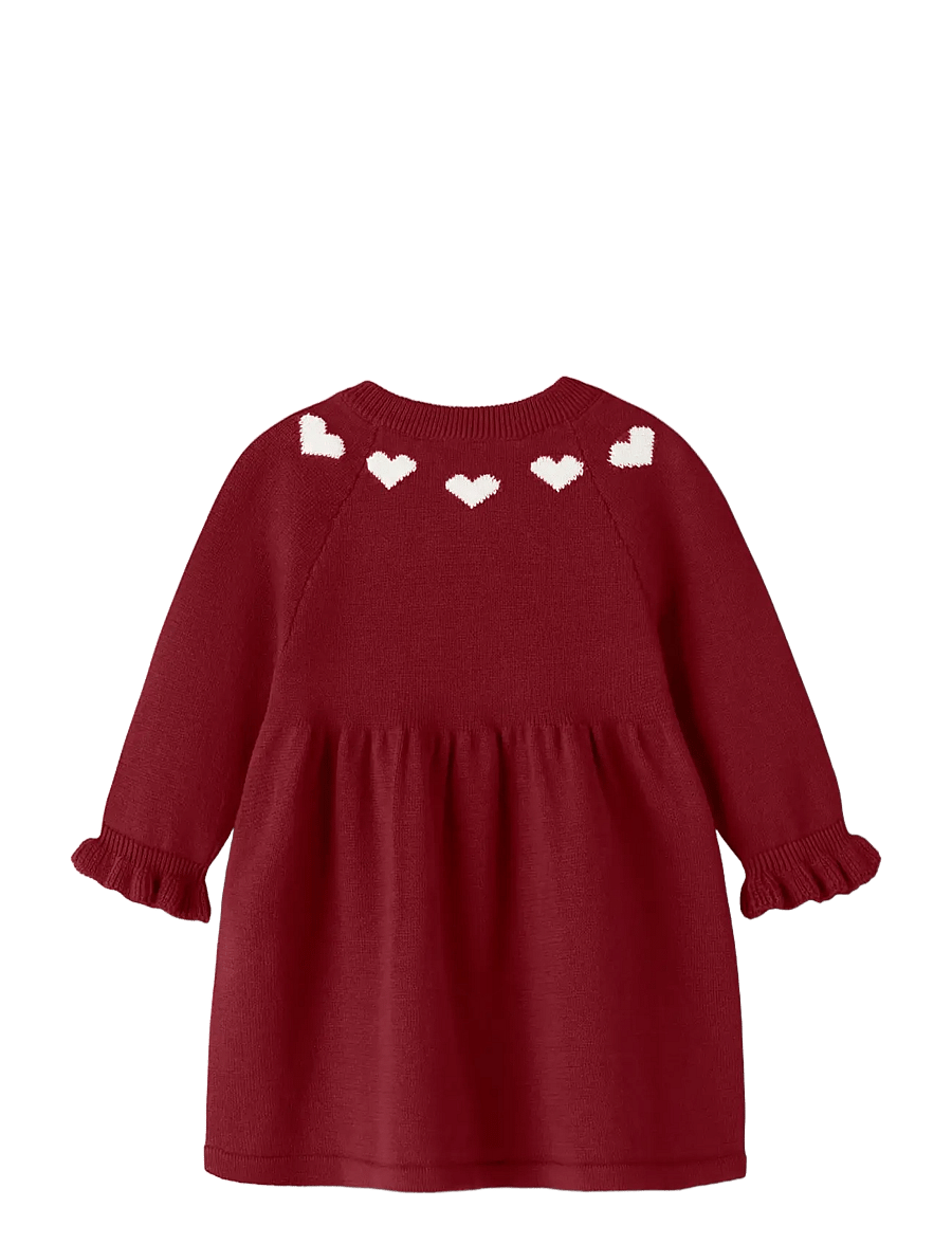 name it - NBFRISSE LS KNIT DRESS - langærmede babykjoler - red dahlia - 1