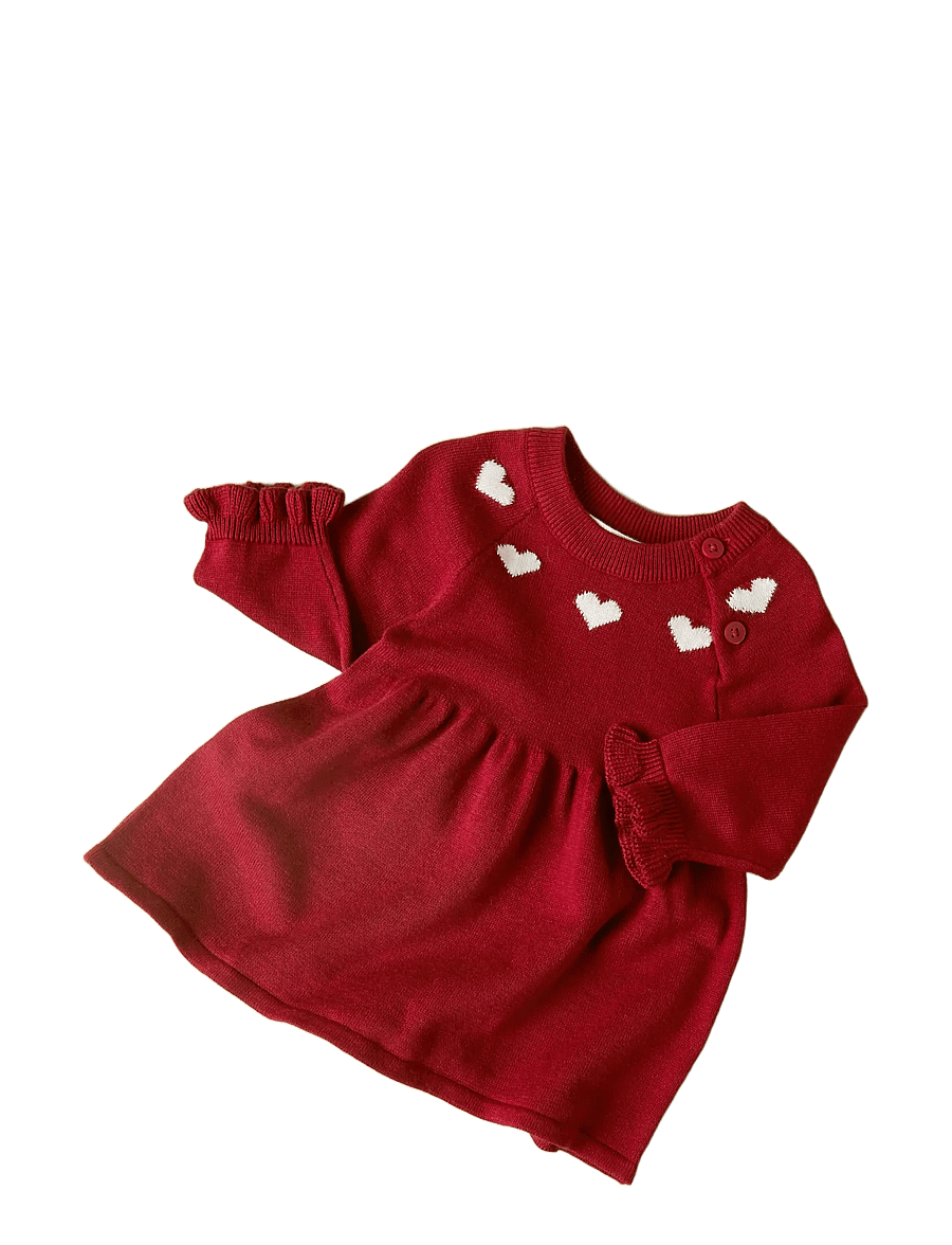 name it - NBFRISSE LS KNIT DRESS - langærmede babykjoler - red dahlia - 2
