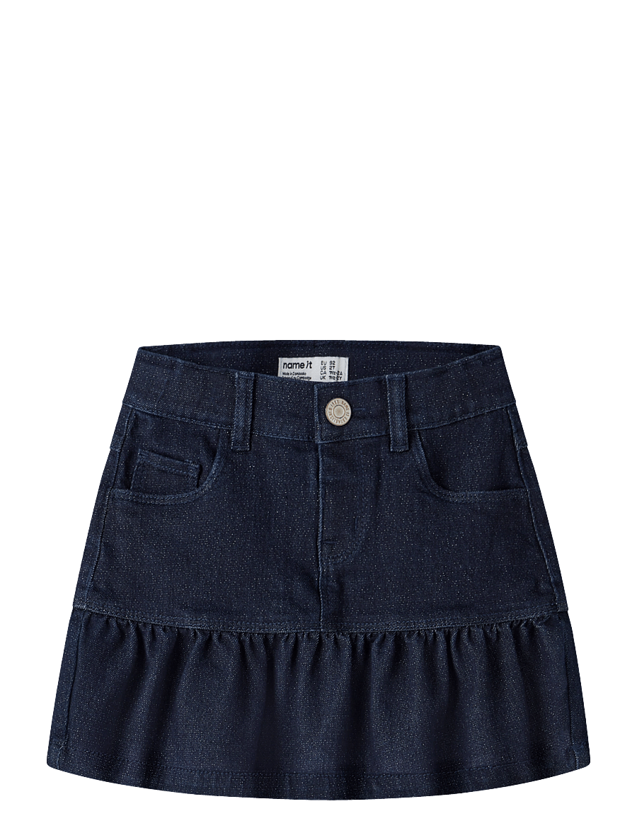 name it - NMFLIV DNM GLITTER SKIRT 1208-LU - korte nederdele - dark blue denim - 0