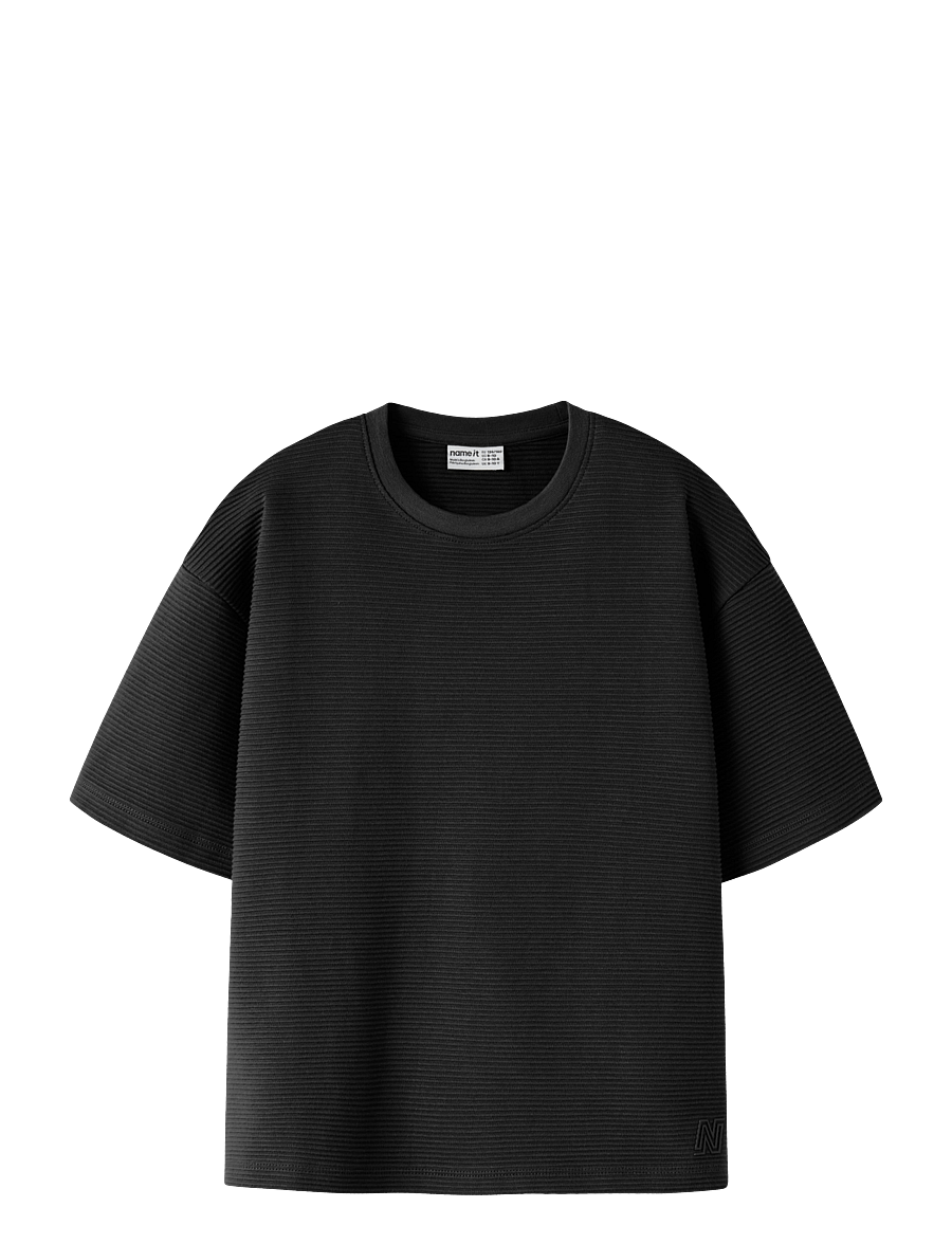 name it - NKMNAVISH SS RLX TOP - kortærmede t-shirts - black - 0