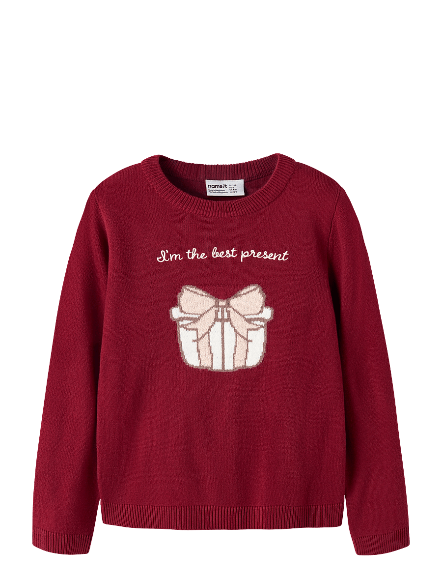 name it - NMFRISSE LS KNIT - pullover - red dahlia - 0