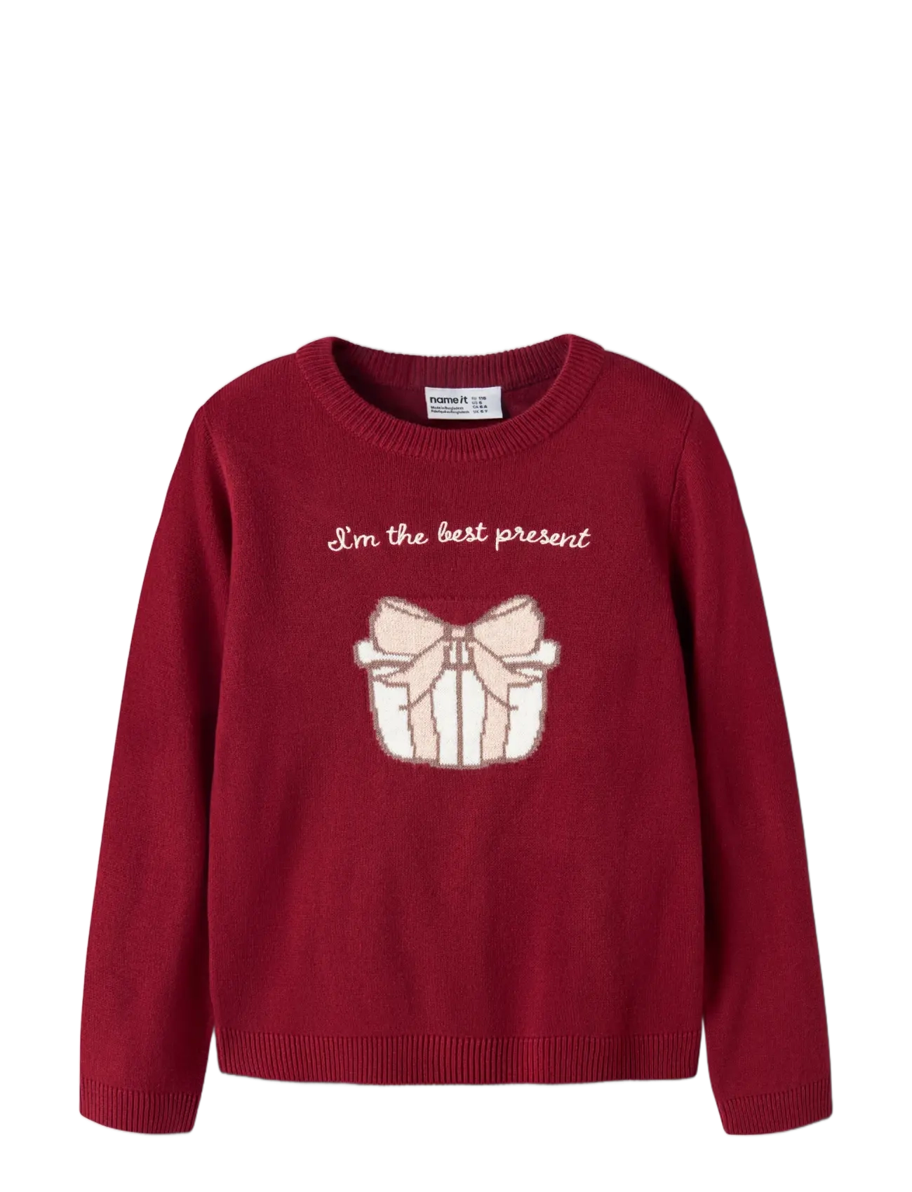 name it - NMFRISSE LS KNIT - jumpers - red dahlia - 2
