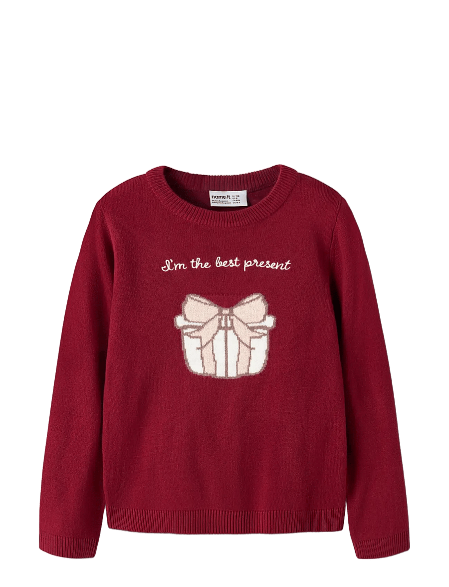 name it - NMFRISSE LS KNIT - pullover - red dahlia - 2