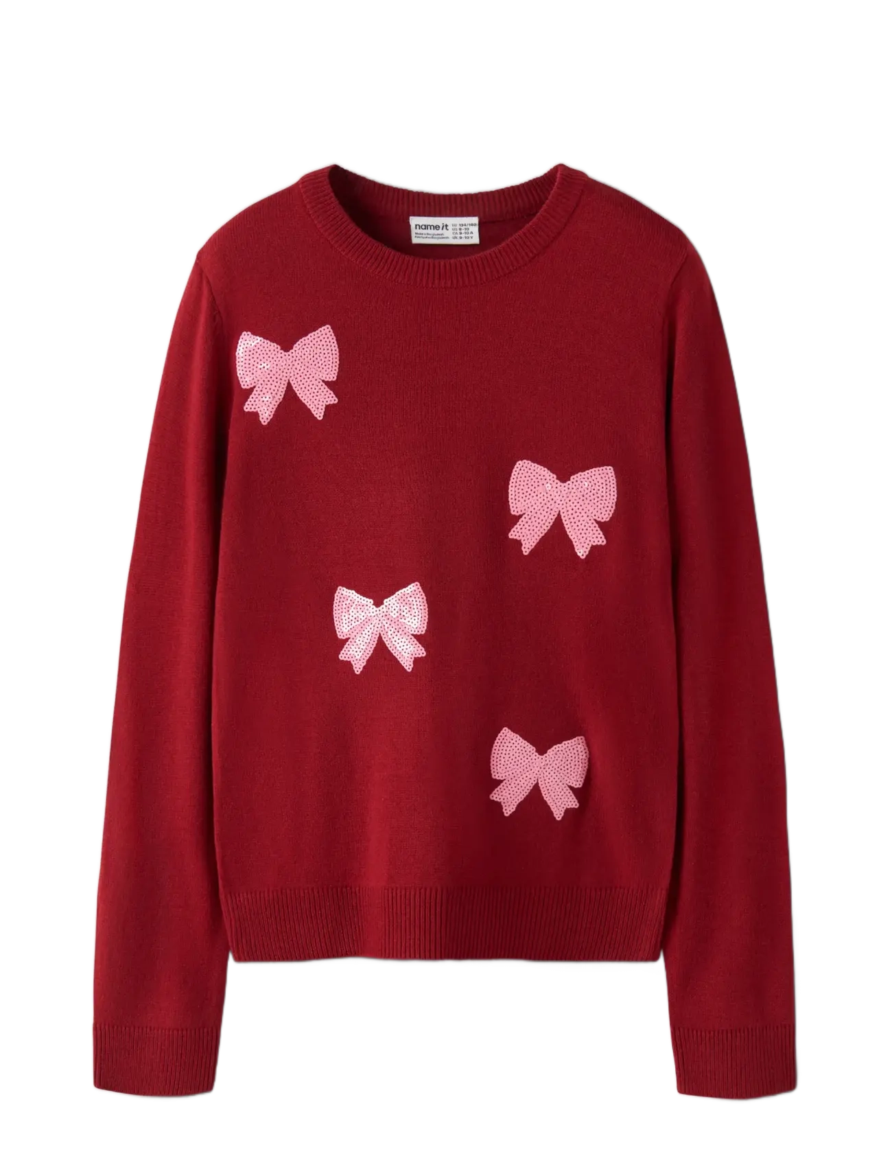 name it - NKFRALLE LS KNIT - jumpers - red dahlia - 2
