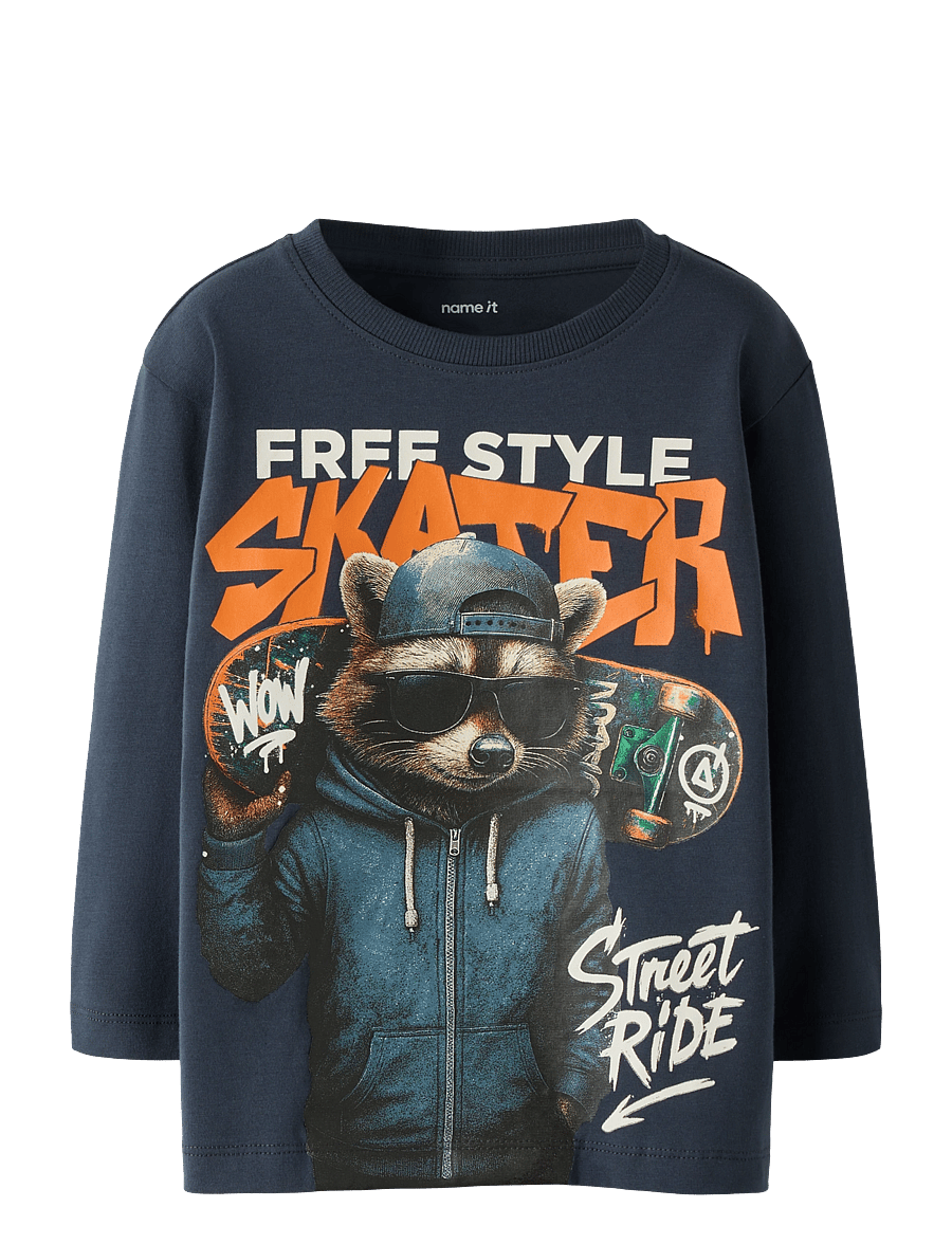 name it - NMMNICKY LS NREG TOP BOX - långärmade t-shirts - ombre blue - 0