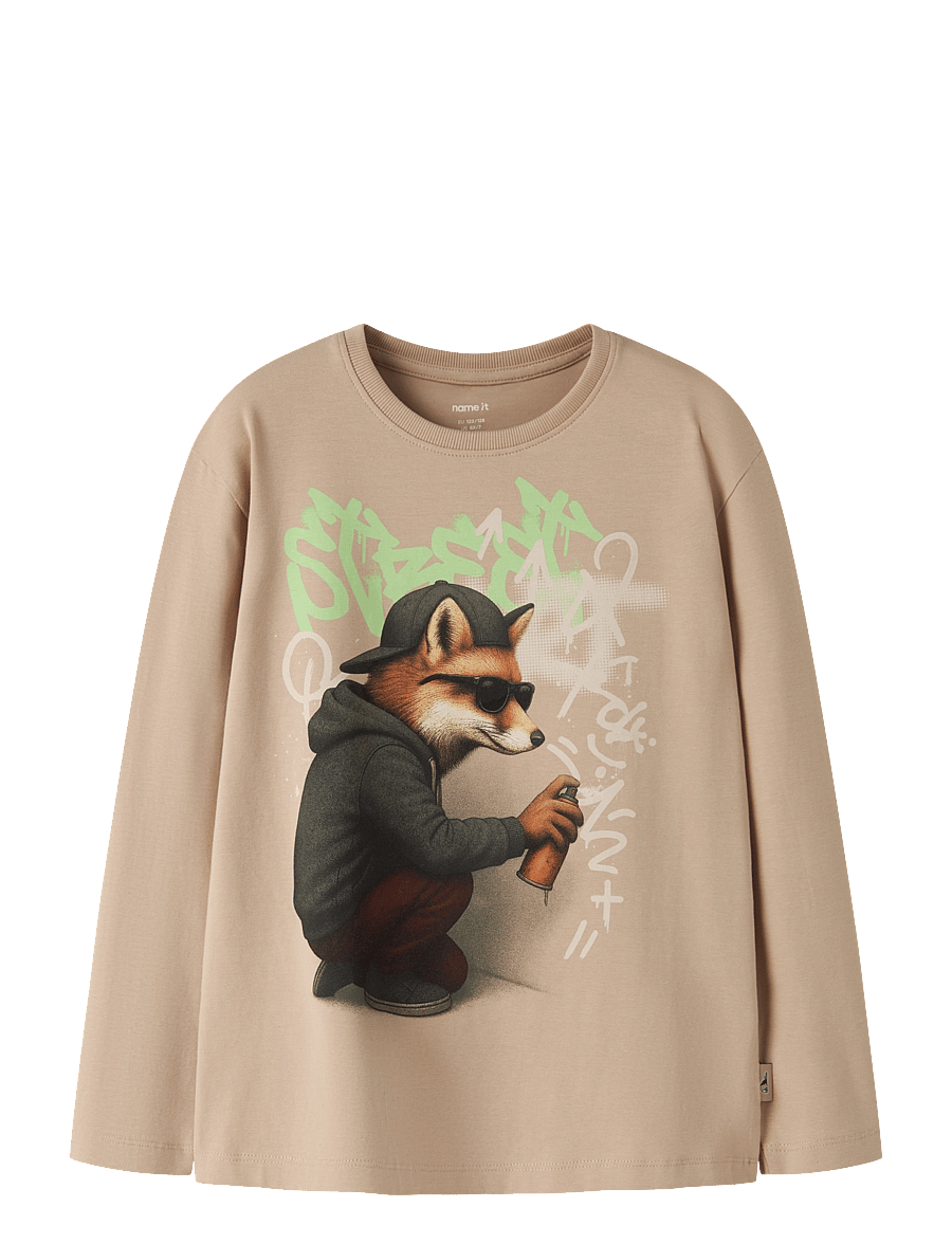 name it - NMMNICKY LS NREG TOP BOX - långärmade t-shirts - sesame - 0